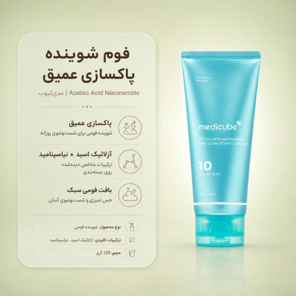 بافت فومی Azelaic Acid Niacinamide Deep Clean مدی کیوب