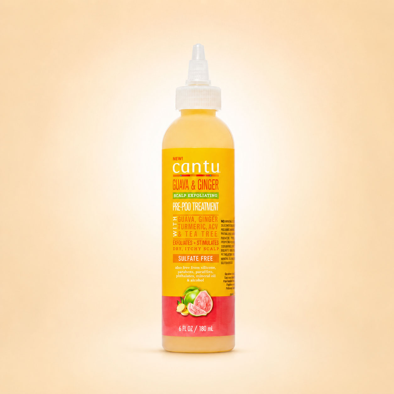 Cantu-Guava-&-Ginger-Scalp-Exfoliating-Pre-Poo-Treatment محلول لایهبردار پوست سر گواوا و زنجبیل کنتو ۱۸۰ میلیلیتر
