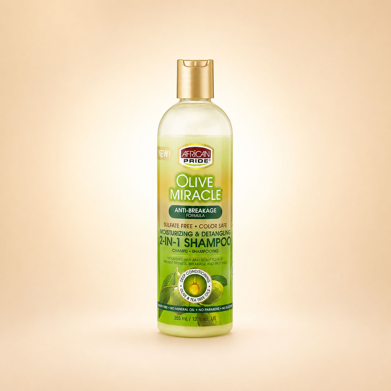 شامپو ۲ در ۱ آفریکن پراید Olive Miracle شامپو ۲ در ۱ آبرسان آفریکن پراید Olive Miracle حجم 355 میلیلیتر
