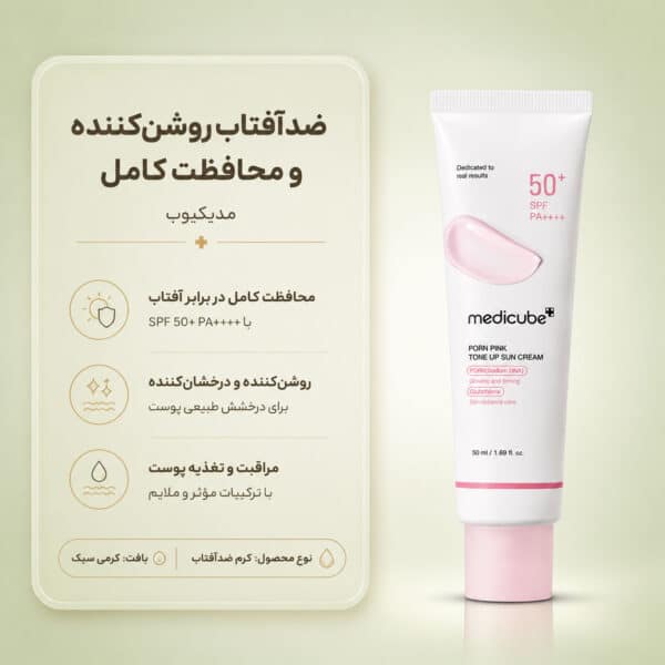 بافت کرم ضد آفتاب PDRN Pink Tone Up مدی کیوب