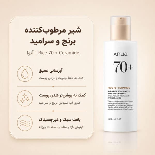 نمای لوسیون Anua Rice 70 Intensive Moisturizing Milk