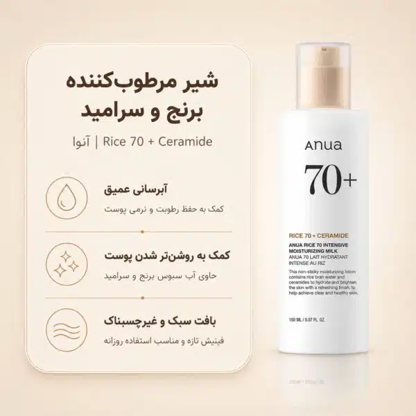نمای لوسیون Anua Rice 70 Intensive Moisturizing Milk