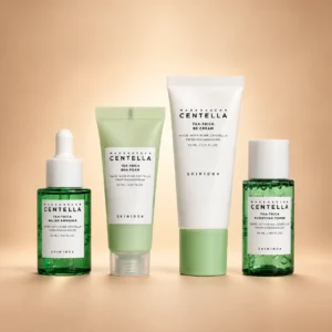 چهار محصول پک SKIN1004 Madagascar Centella Tea-Trica شامل آمپول، فوم، کرم و تونر