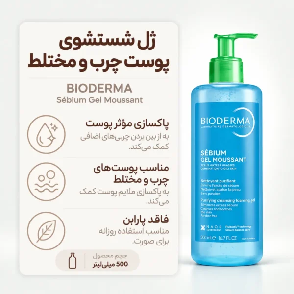 شوینده تصفیه کننده پوست چرب بایودرما سبیوم