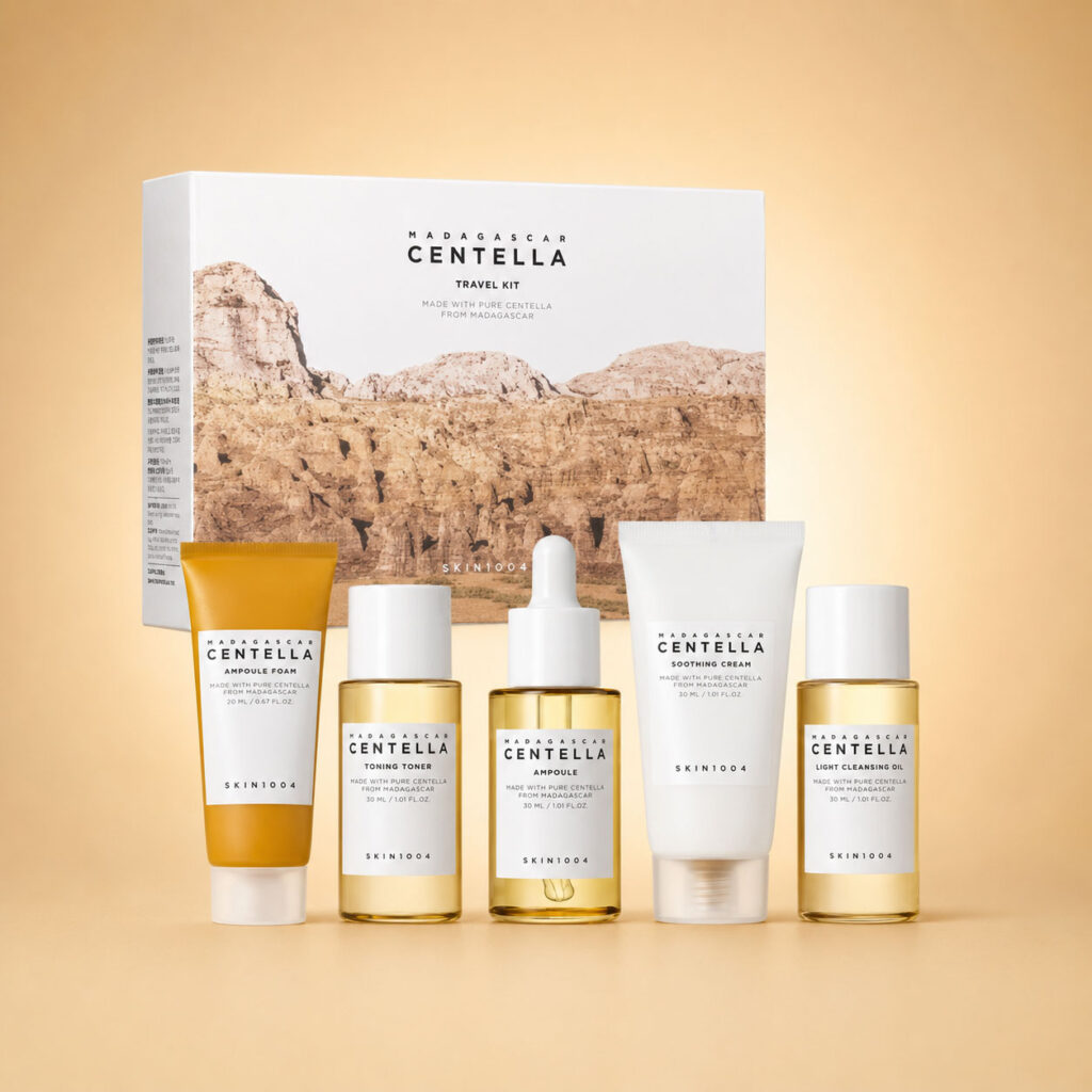 کیت سنتلا اسکین 1004 Madagascar Centella Travel Kit شامل 5 محصول مراقبت پوست